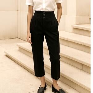 NWT! Nili Lotan 6 Yorke $595 Virgin Wool Pants High Rise Pleated Crop Trousers